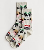 New Look Cream Christmas Dog and Cat Socks